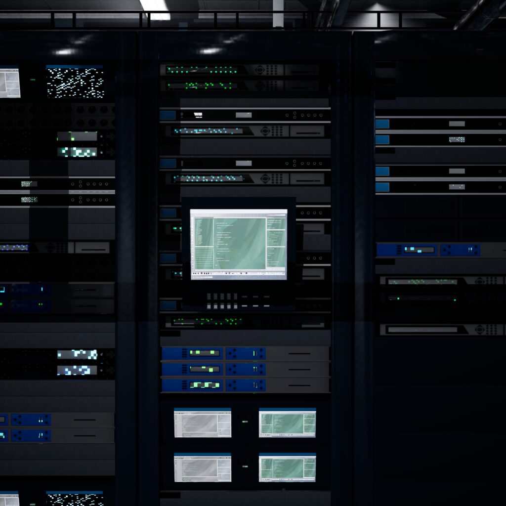 server room computer controlling devices used for high speed data transfers